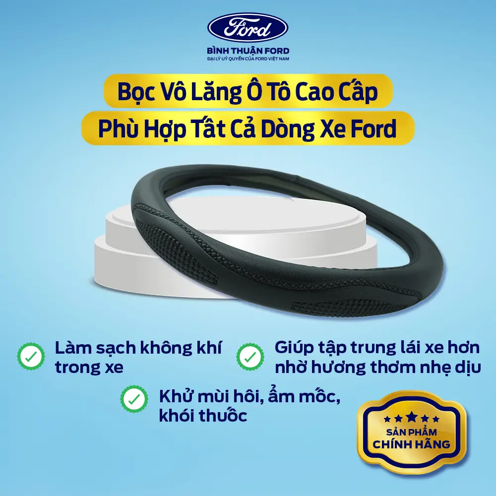 Hình ảnh phụ kiện Bọc Vô Lăng Ô Tô Cao Cấp – Phù Hợp Tất Cả Dòng Xe Ford | Chống Trơn Trượt, Bảo Vệ Vô Lăng