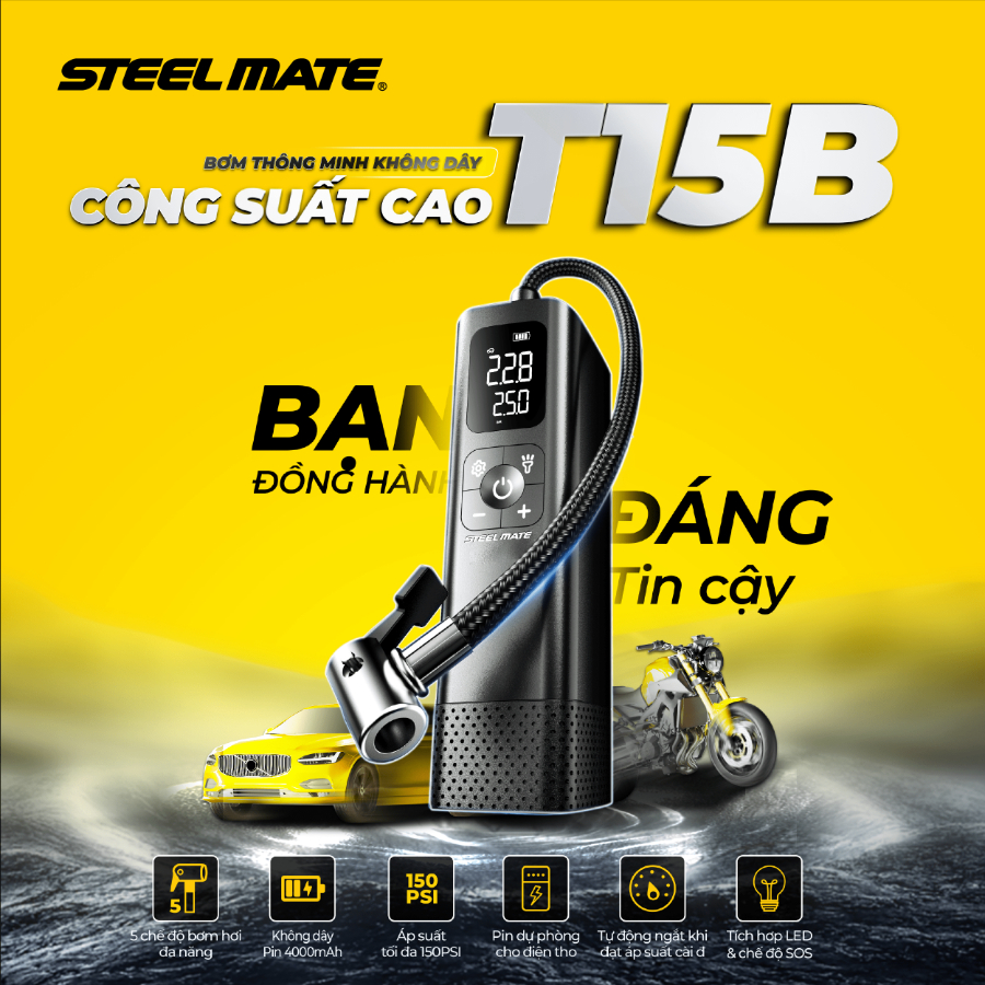 Hình ảnh xe Bơm lốp không dây công suất lớn STEELMATE T15B