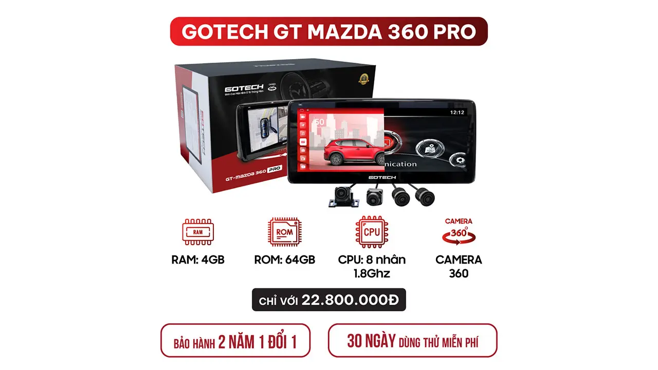 Hình ảnh phụ kiện MÀN HÌNH Ô TÔ THÔNG MINH GOTECH GT MAZDA 360 PRO