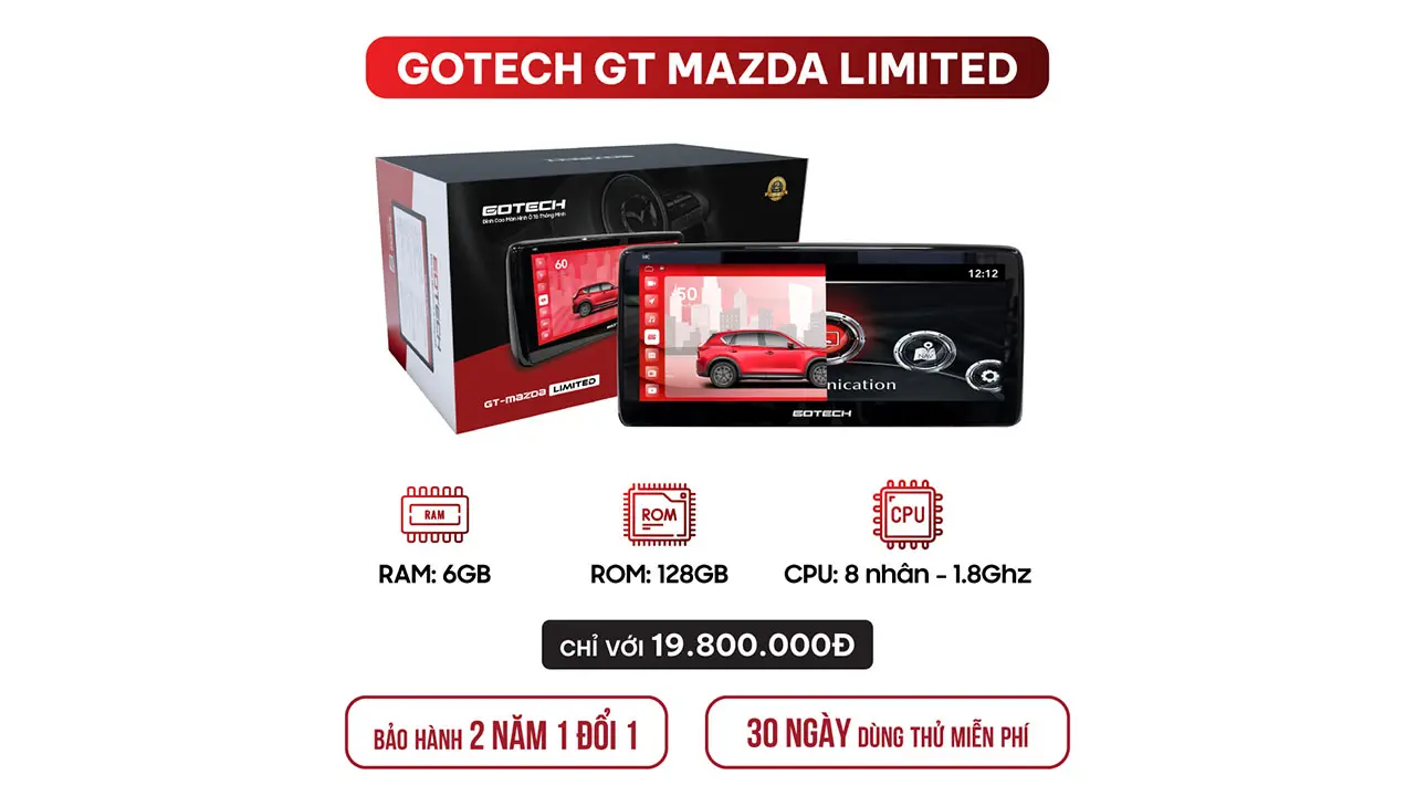 Hình ảnh phụ kiện MÀN HÌNH Ô TÔ THÔNG MINH GOTECH GT MAZDA LIMITED