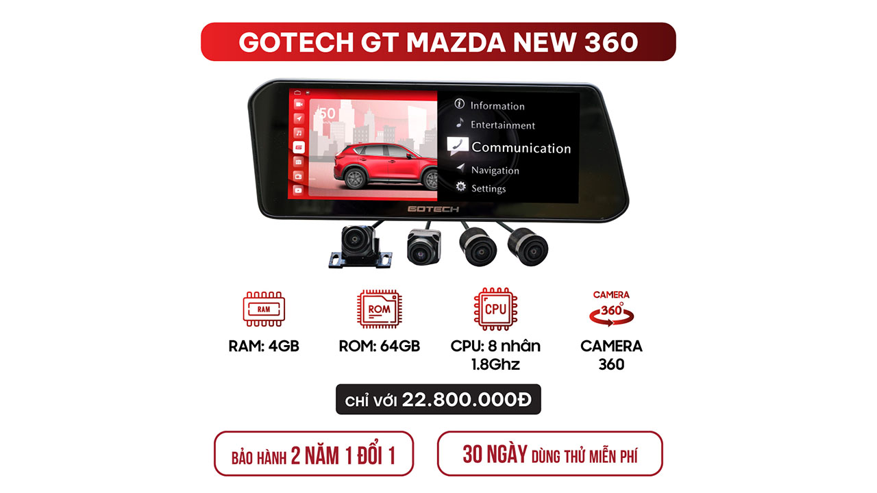 Hình ảnh phụ kiện  MÀN HÌNH Ô TÔ THÔNG MINH GOTECH GT MAZDA NEW 360