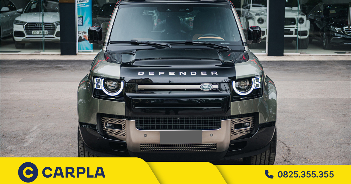 Đầu xe Land Rover Defender 110 thiết kế hầm hố, mạnh mẽ với những chi tiết cứng cáp