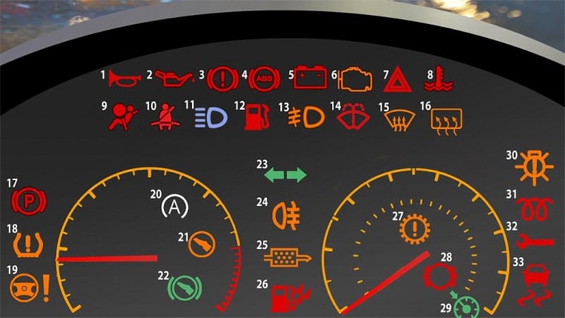 Đèn cảnh báo nguy hiểm trên ô tô có màu đỏ