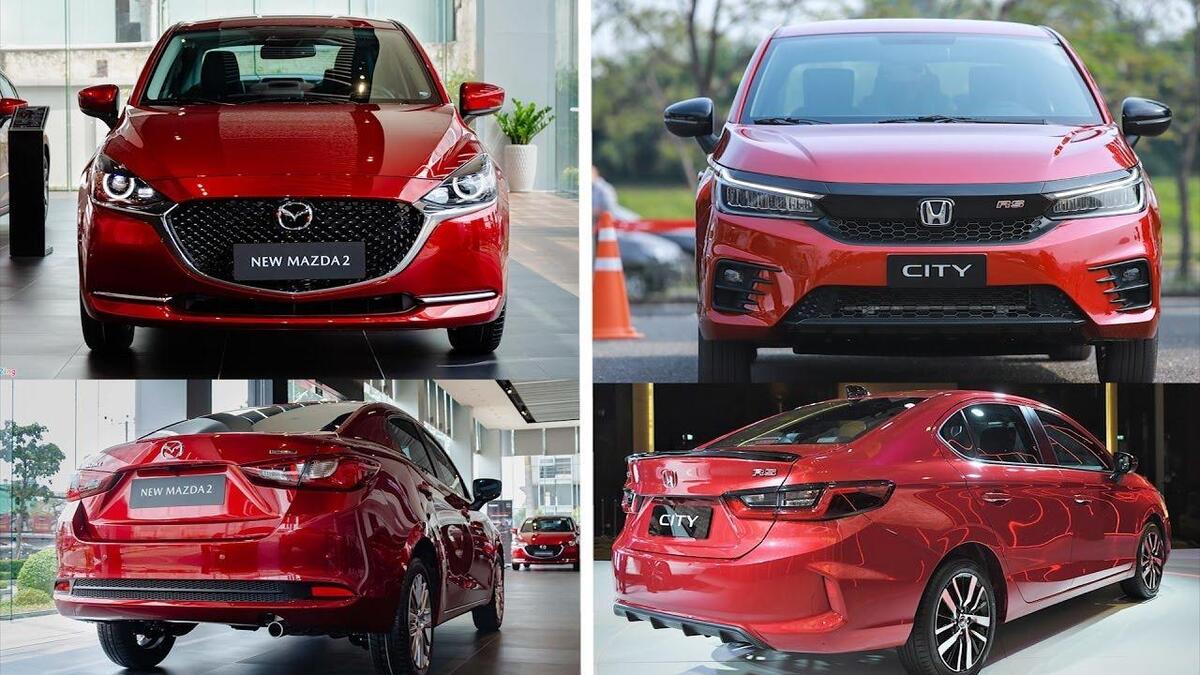 Diện mạo ngoại thất Honda City và Mazda 2