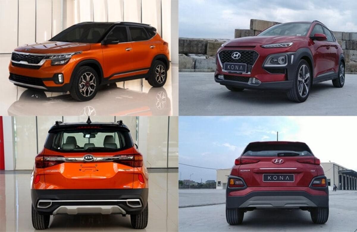 Đuôi xe của Kia Seltos Premium 2020 và Hyundai Kona 1.6 Turbo 2020