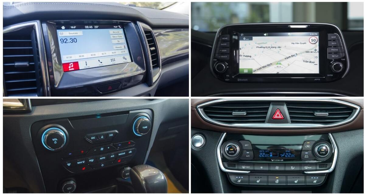 Hệ thống giải trí trên Hyundai Santa Fe 2019 và Ford Everest 2019