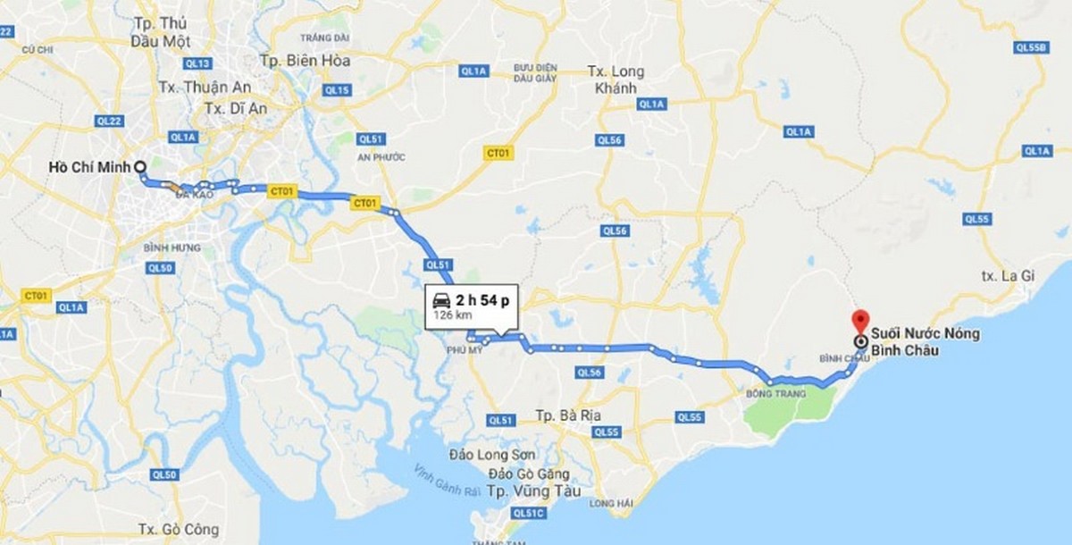 Lộ trình Sài Gòn đi Bình Châu 