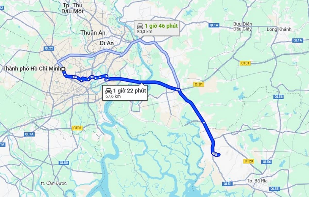 Lộ trình Sài Gòn đi Phú Mỹ 