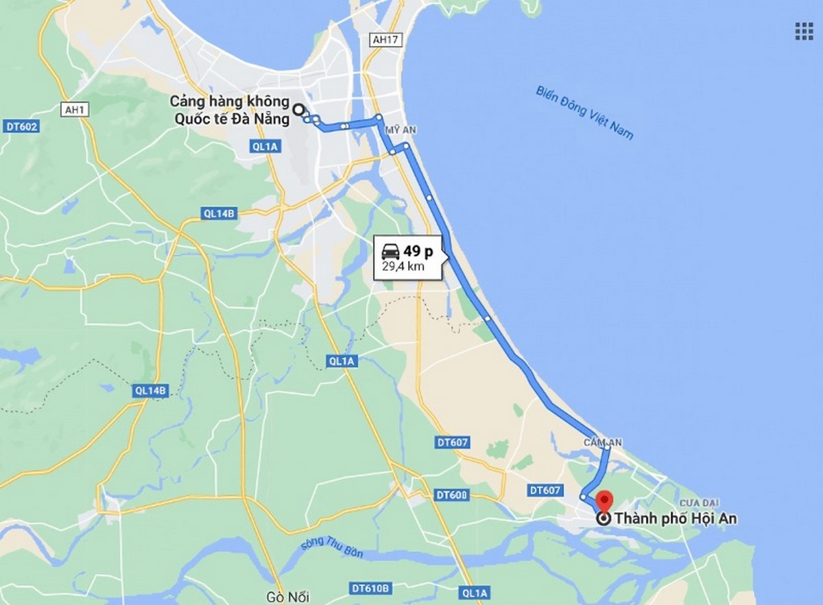 Lộ trình từ Đà Nẵng đến Hội An