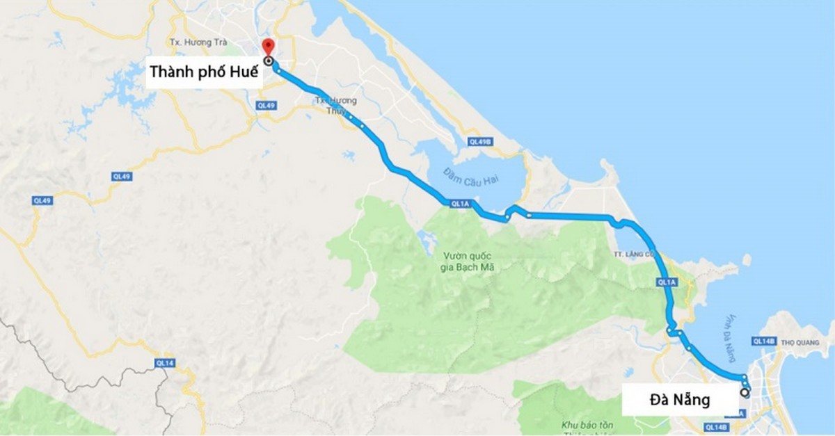 Lộ trình từ Đà Nẵng đi Huế 