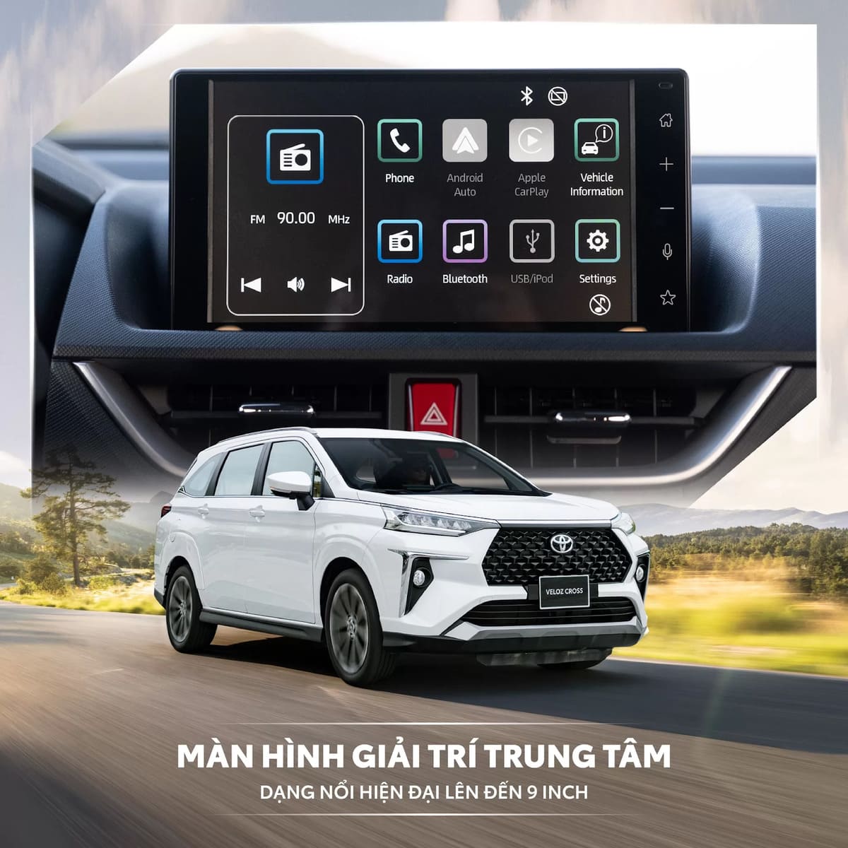 Màn hình cảm ứng 9 inch trên Toyota Veloz 2023