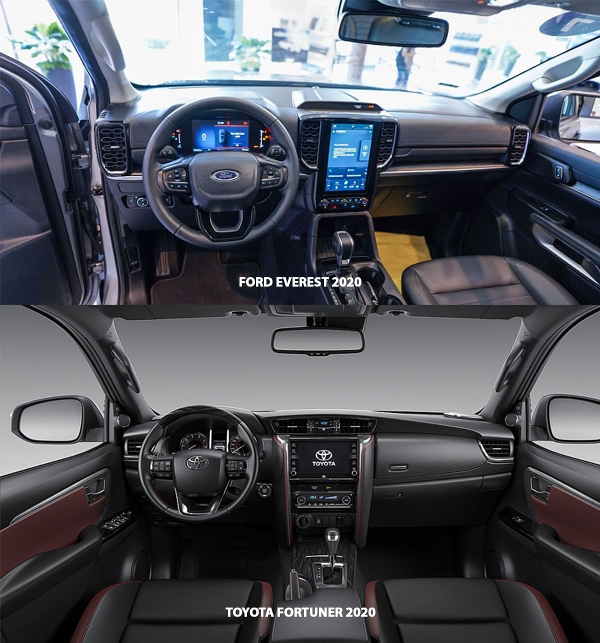 Nội thất xe Ford Everest và Toyota Fortuner