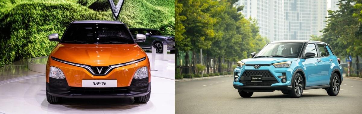 VinFast VF 5 và Toyota Raize có chút chênh lệch về giá bán