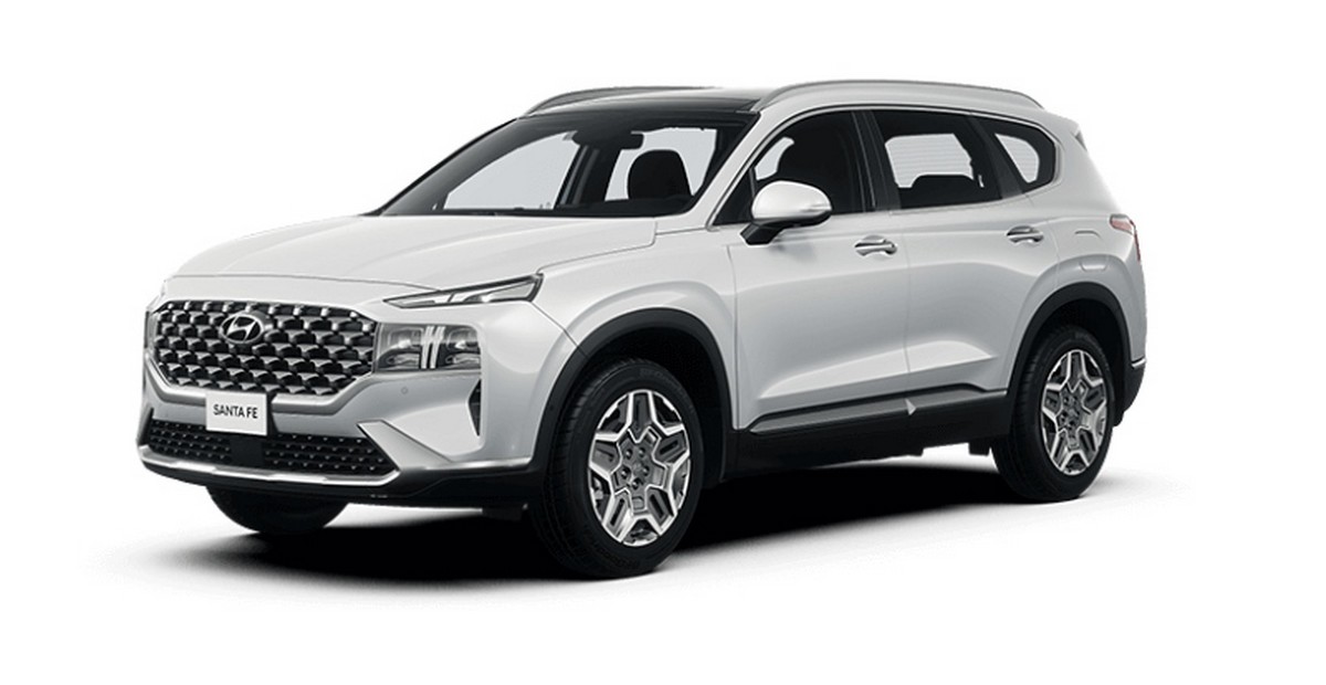 Xe Hyundai Santa Fe ngoại thất trắng 