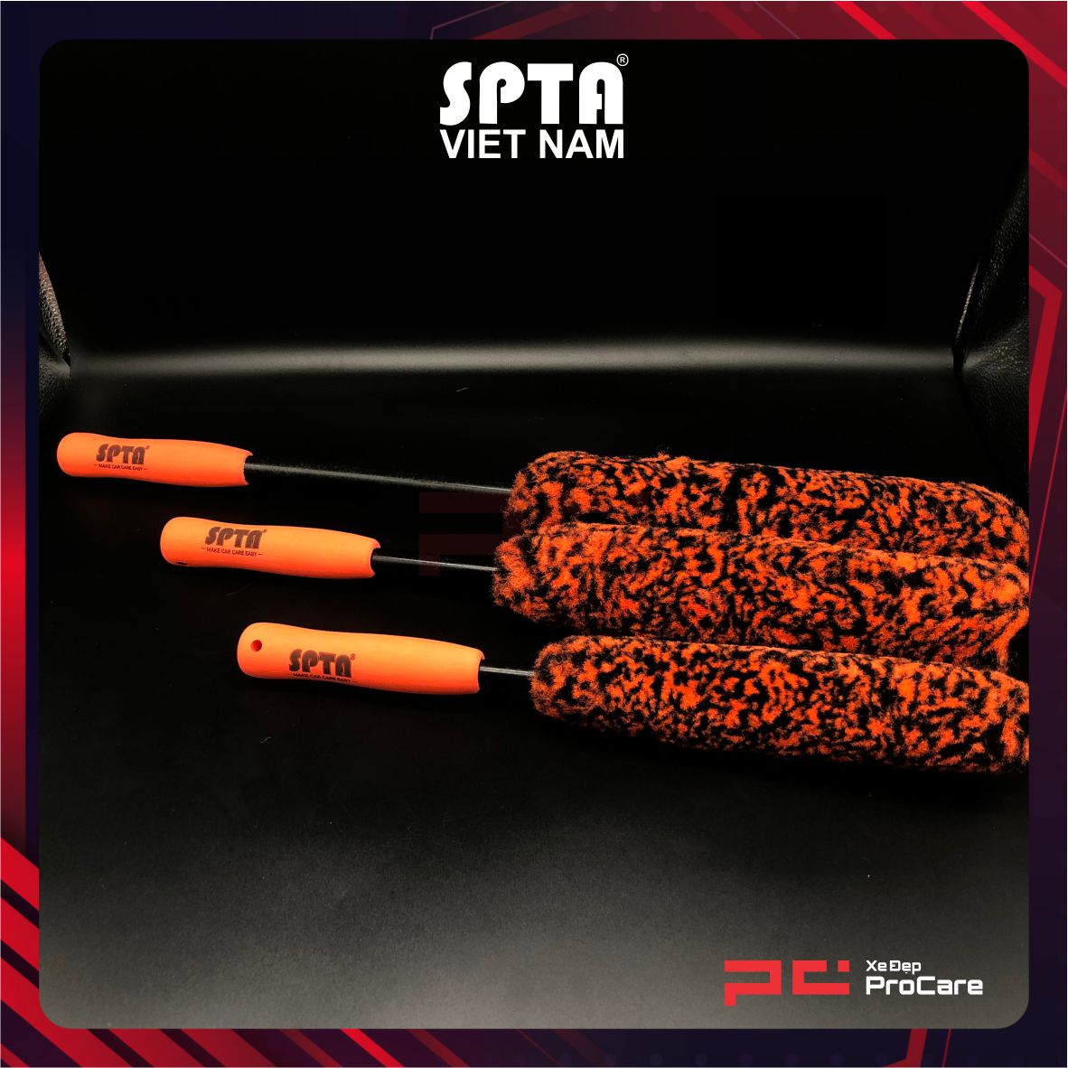 Hình ảnh xe Bộ chổi vệ sinh mâm xe bằng len (3 món) - SPTA - WCWCBMIX