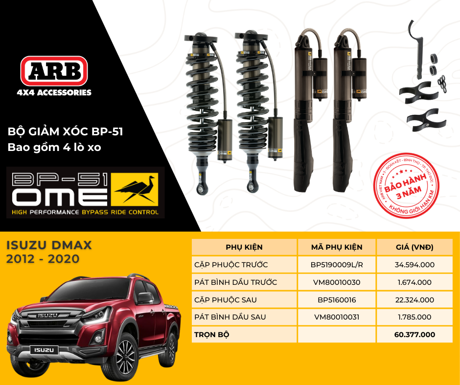 Hình ảnh phụ kiện Hệ thống giảm xóc cao cấp BP51 cho ISUZU