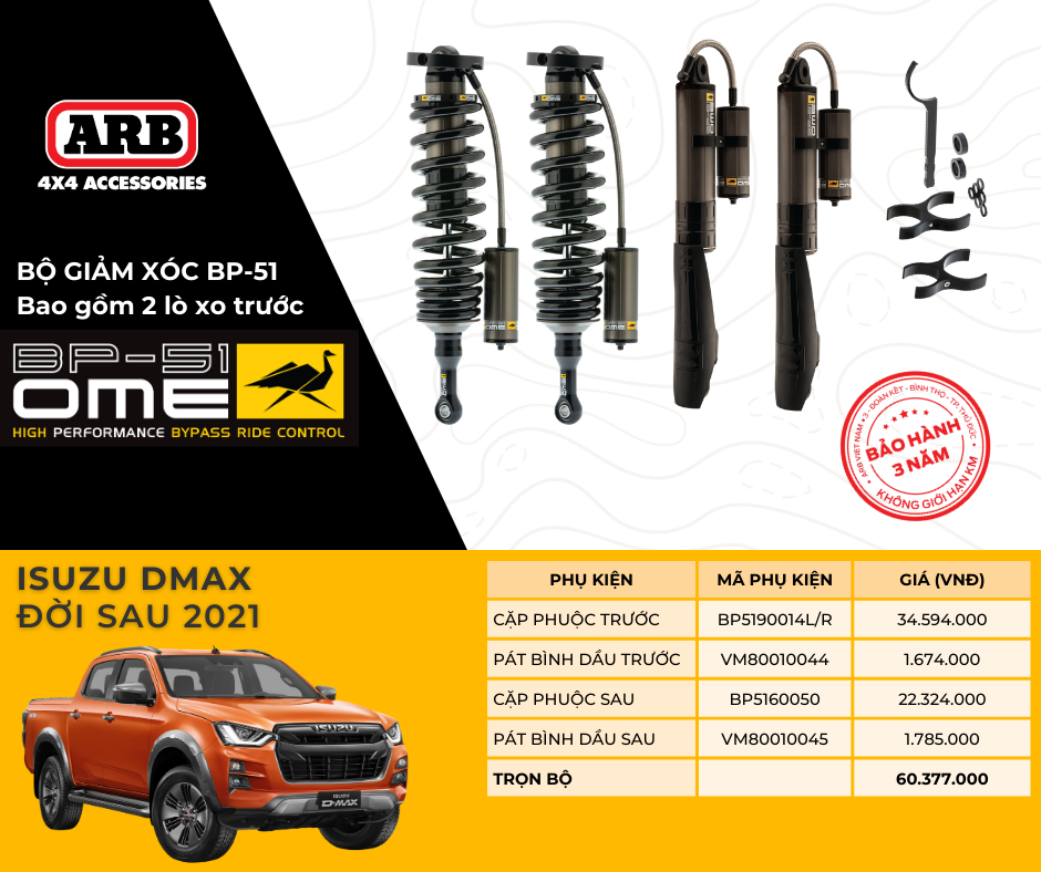 Hình ảnh xe Hệ thống giảm xóc cao cấp BP51 cho ISUZU
