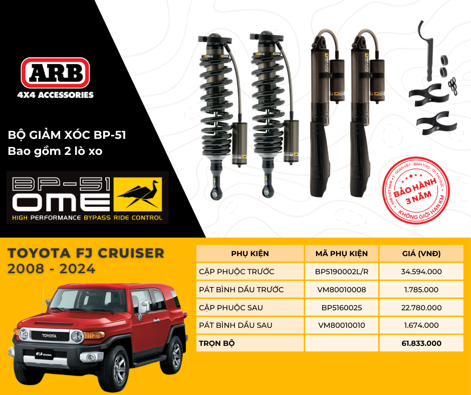 Hình ảnh xe Hệ thống giảm xóc cao cấp BP51 dành cho TOYOTA