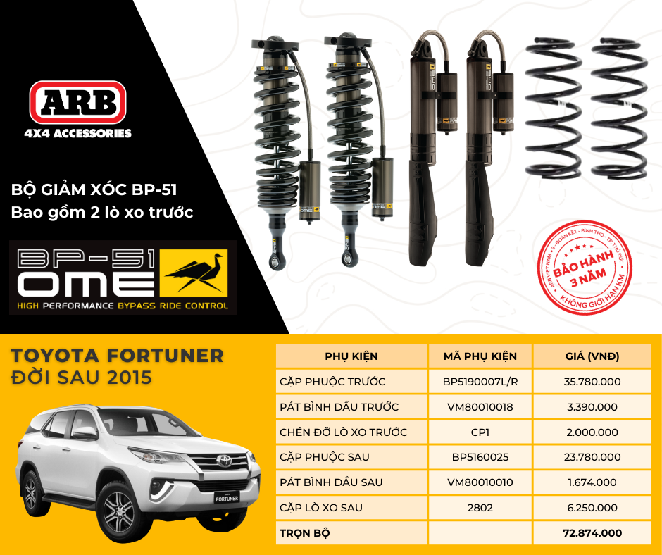 Hình ảnh xe Hệ thống giảm xóc cao cấp BP51 dành cho TOYOTA