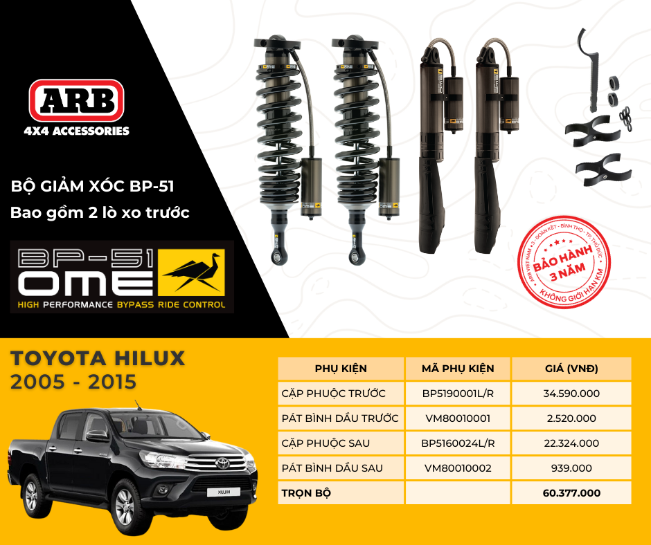 Hình ảnh xe Hệ thống giảm xóc cao cấp BP51 dành cho TOYOTA