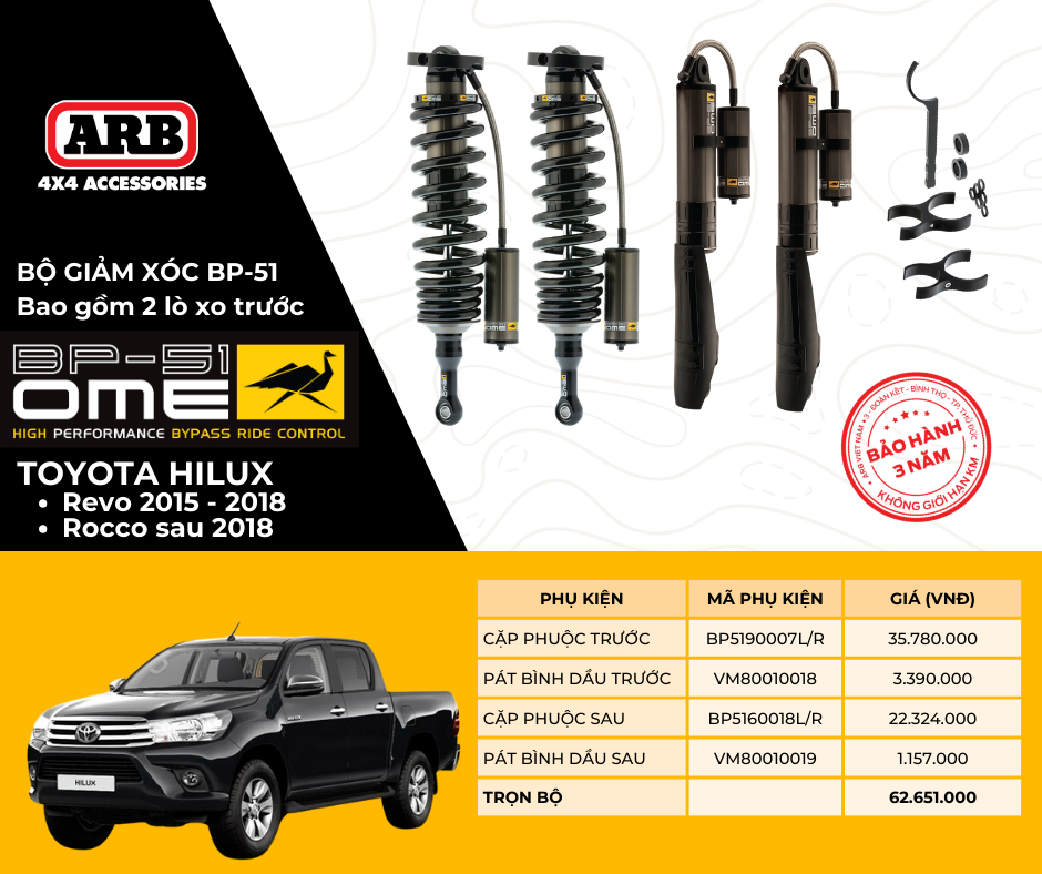Hình ảnh xe Hệ thống giảm xóc cao cấp BP51 dành cho TOYOTA