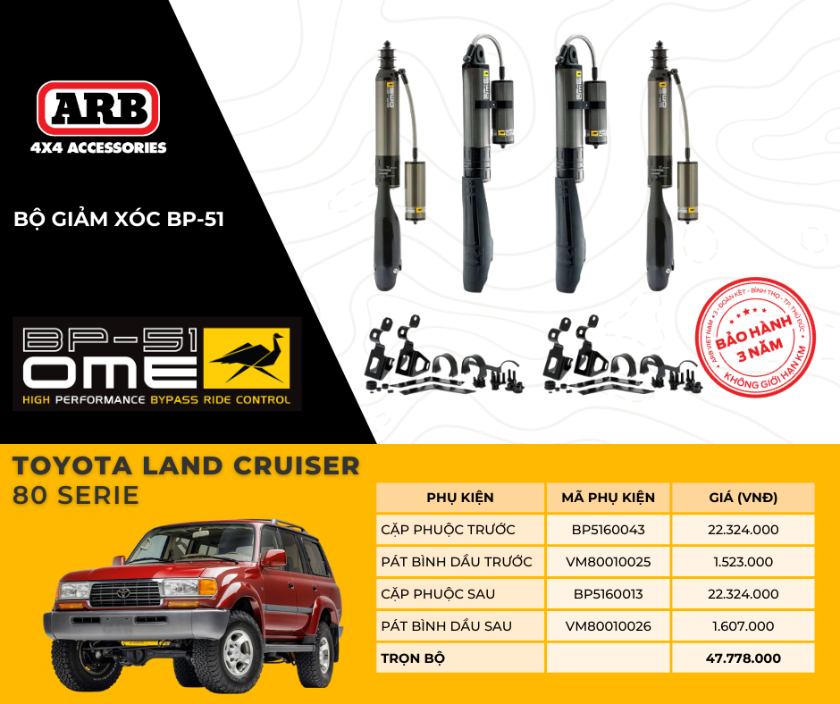 Hình ảnh xe Hệ thống giảm xóc cao cấp BP51 dành cho TOYOTA