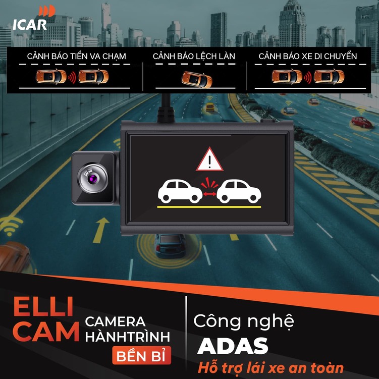 Hình ảnh xe Camera hành trình ICAR Ellicam A64GS có cam sau