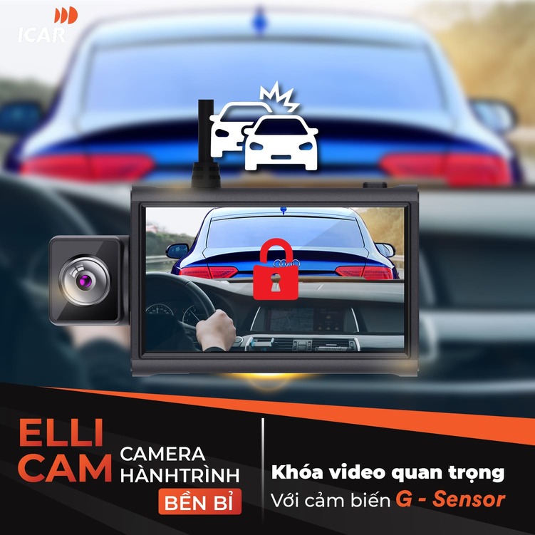 Hình ảnh xe Camera hành trình ICAR Ellicam A64GS có cam sau