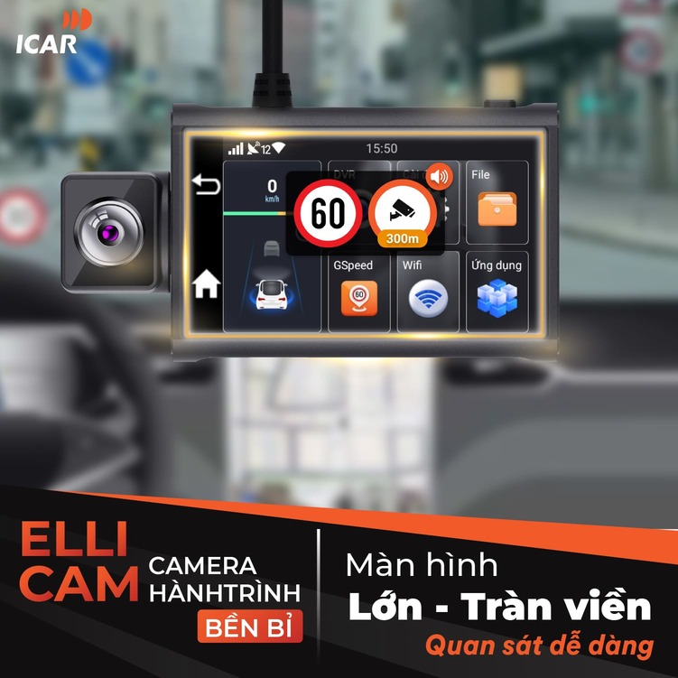Hình ảnh xe Camera hành trình ICAR Ellicam A64GS có cam sau