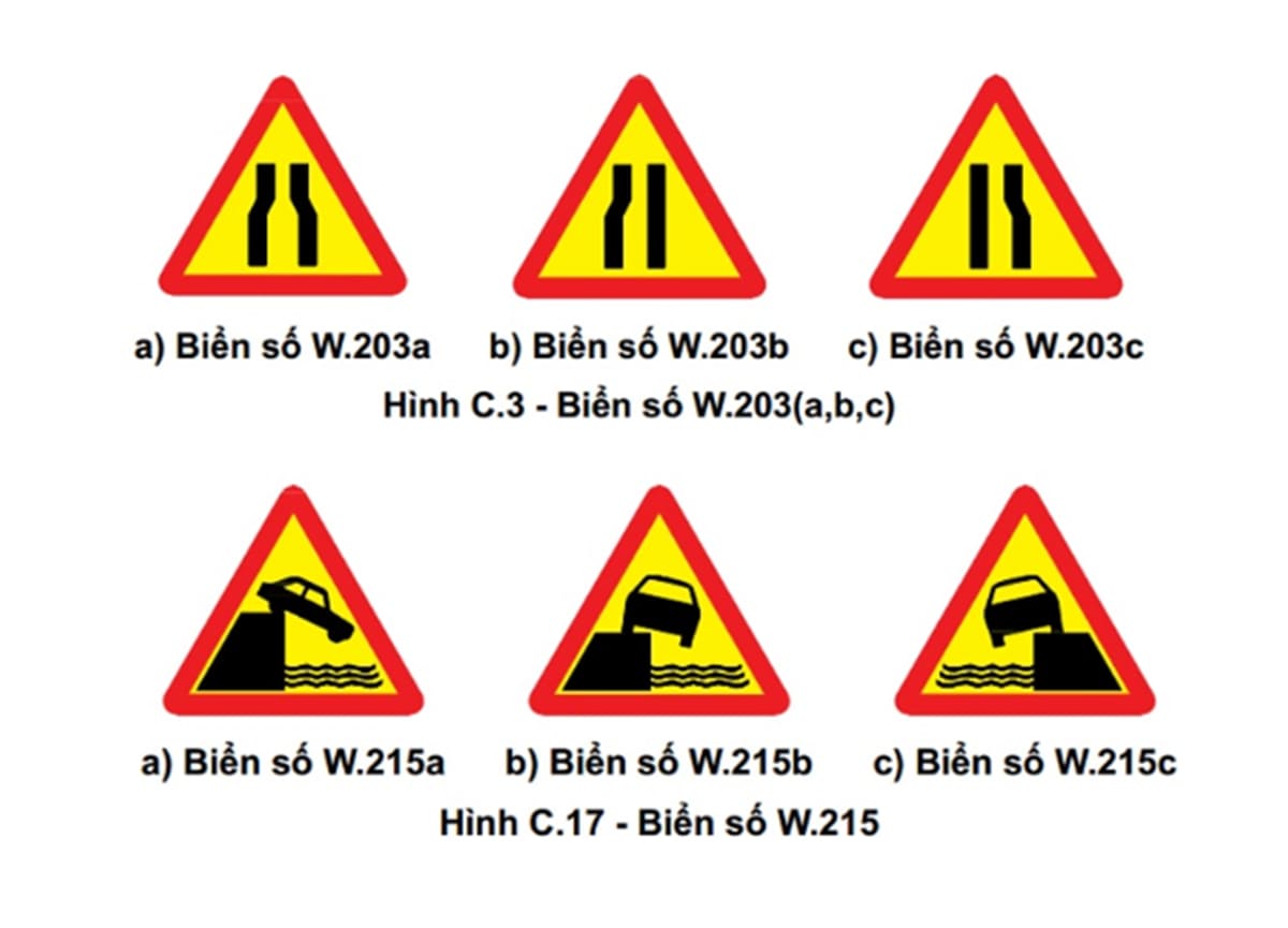 Kích thước, hình dạng và màu sắc của biển báo giao thông hình tam giác