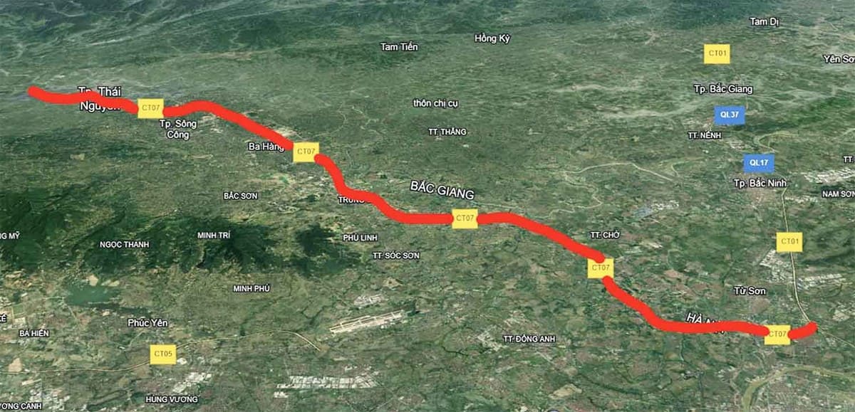 Cao tốc Hà Nội Thái Nguyên bao nhiêu km?