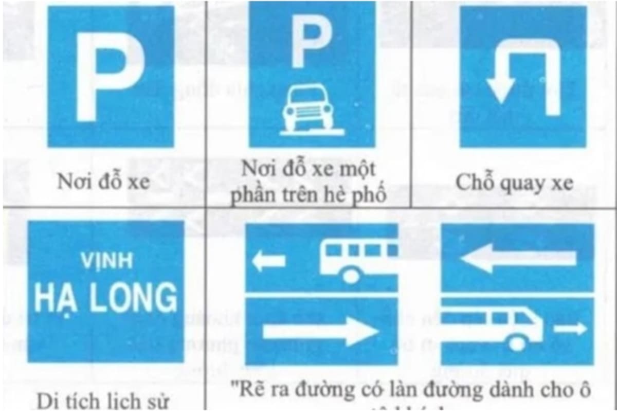 Những biển báo giao thông hình vuông sẽ có màu sắc như thế nào?