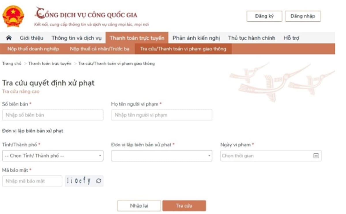 Hình thức 2: Chuyển khoản qua cổng dịch vụ cổng hoặc ngân hàng