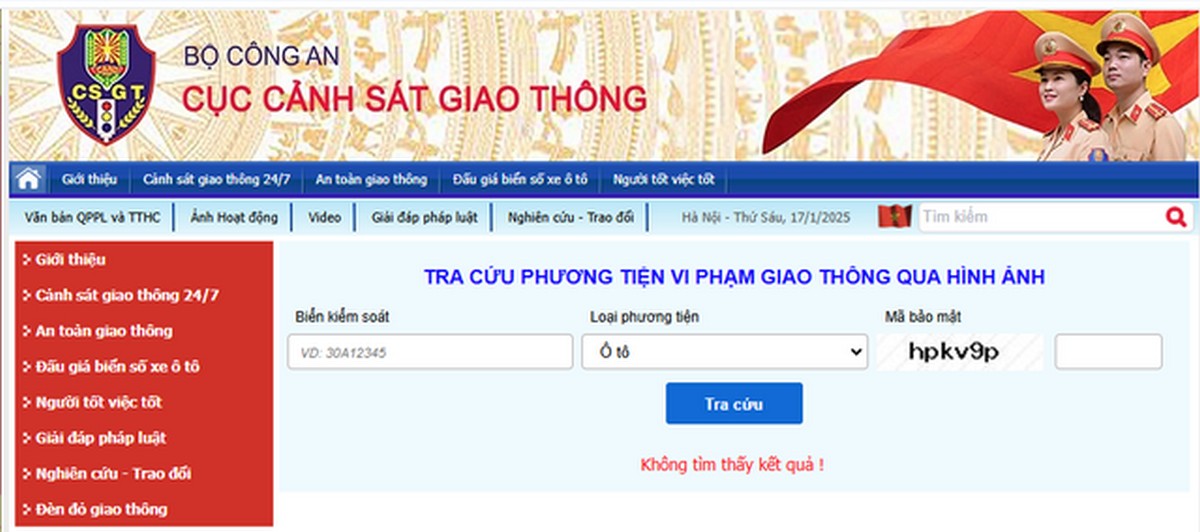 Tra cứu giấy phép lái xe vi phạm trên web của Bộ Công an