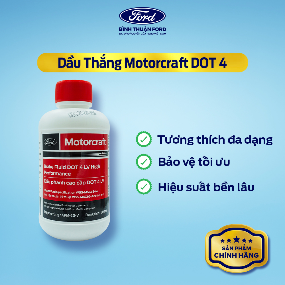 Hình ảnh xe Dầu Thắng Motorcraft DOT 4 Cao Cấp – 500ml, Phù Hợp Hệ Thống Phanh ABS, Xe Ô Tô & Xe Tải