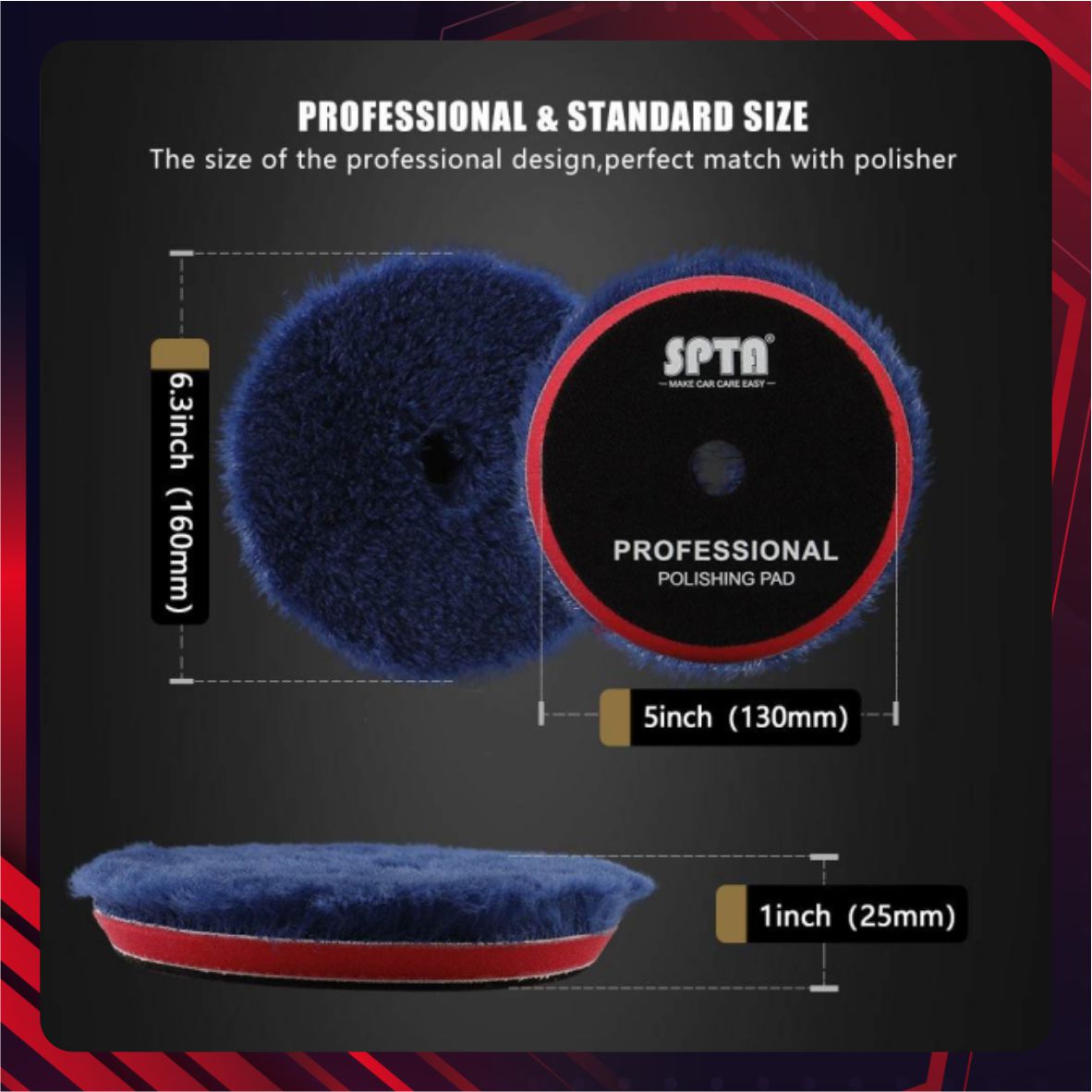 Hình ảnh xe Đệm len trắng đánh bóng 6 inch - WPBMS6W