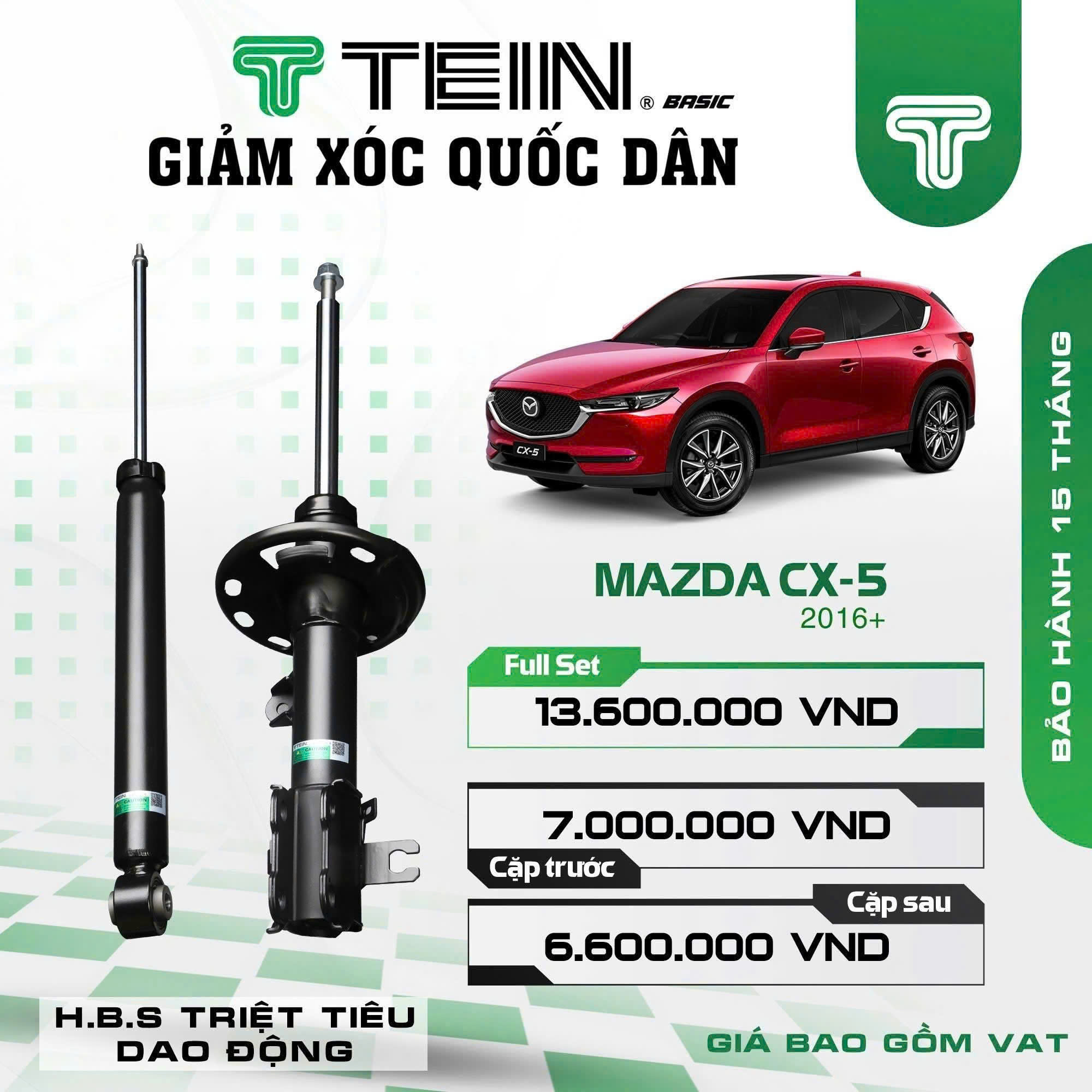 Hình ảnh phụ kiện GIẢM XÓC CHO MAZDA CX-5 2016+ CẶP PHUỘC SAU TEIN BASIC