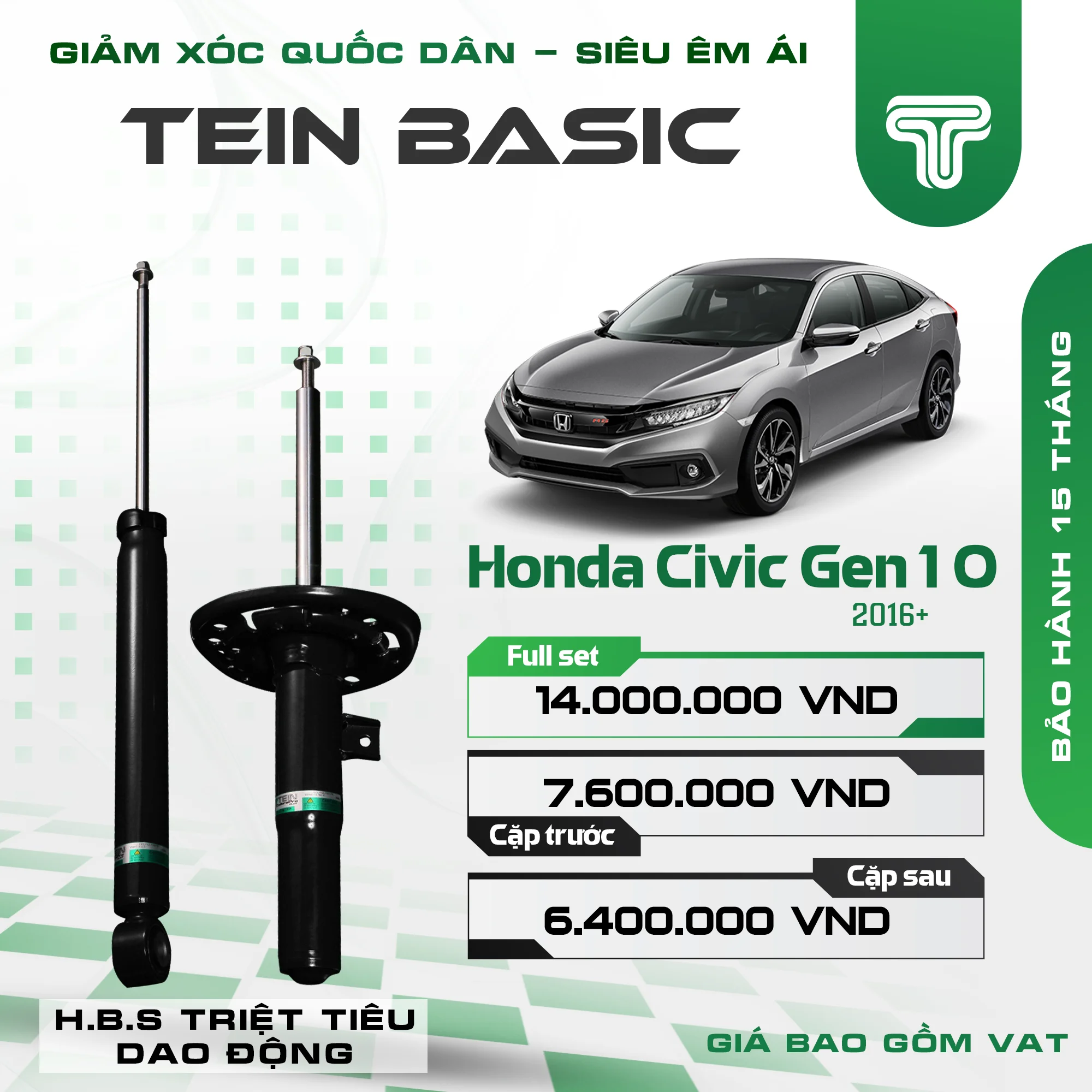 Hình ảnh phụ kiện Phuộc Nhún HONDA CIVIC GEN10 (2015-2021) TEIN BASIC