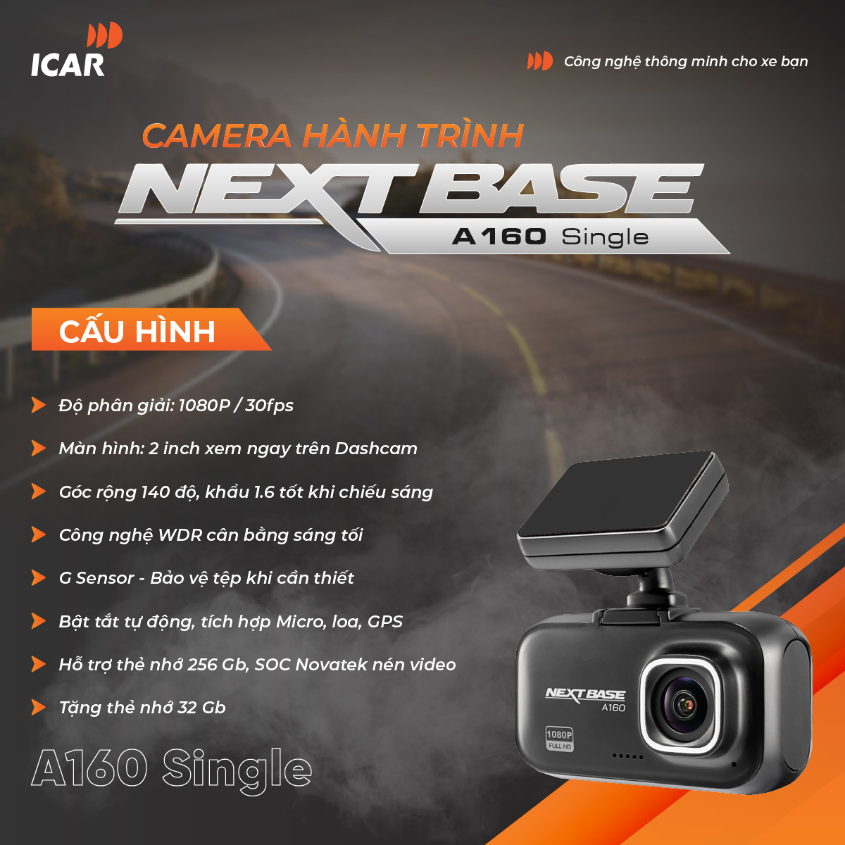 Hình ảnh xe Camera hành trình ICAR Nextbase A160