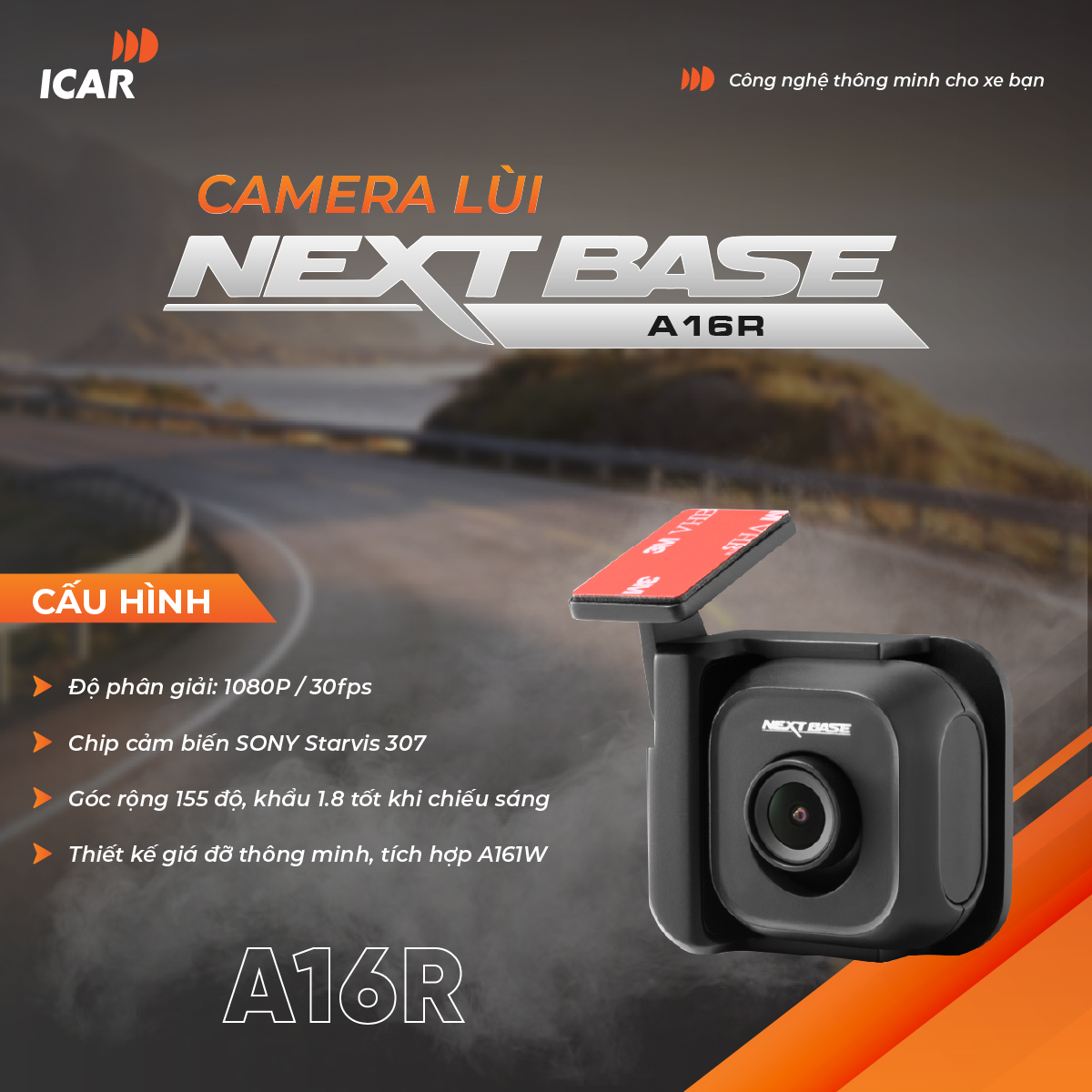 Hình ảnh xe Camera hành trình ICAR Nextbase A16R/A26R (Rear cam)