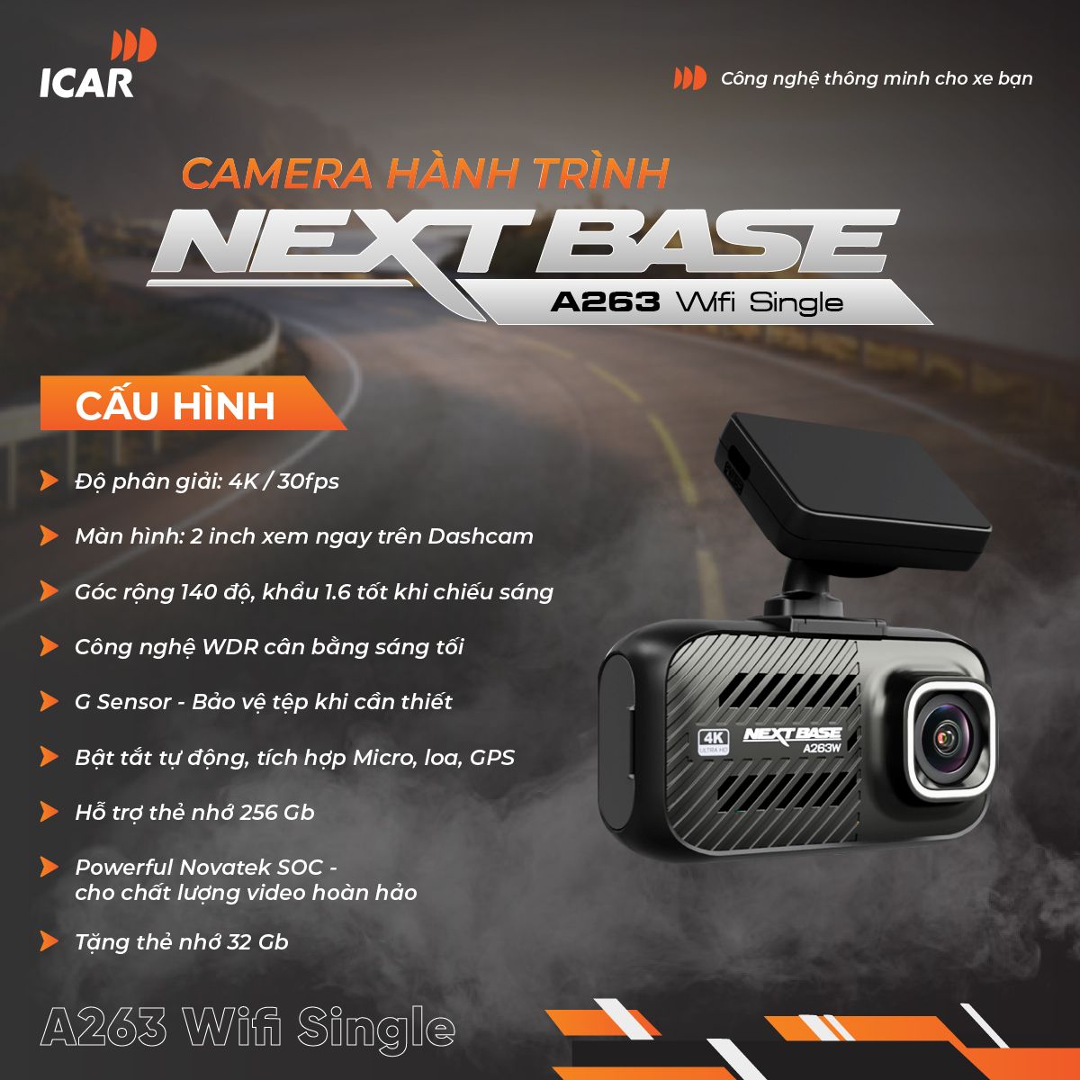 Hình ảnh xe Camera hành trình ICAR Nextbase A263wifi