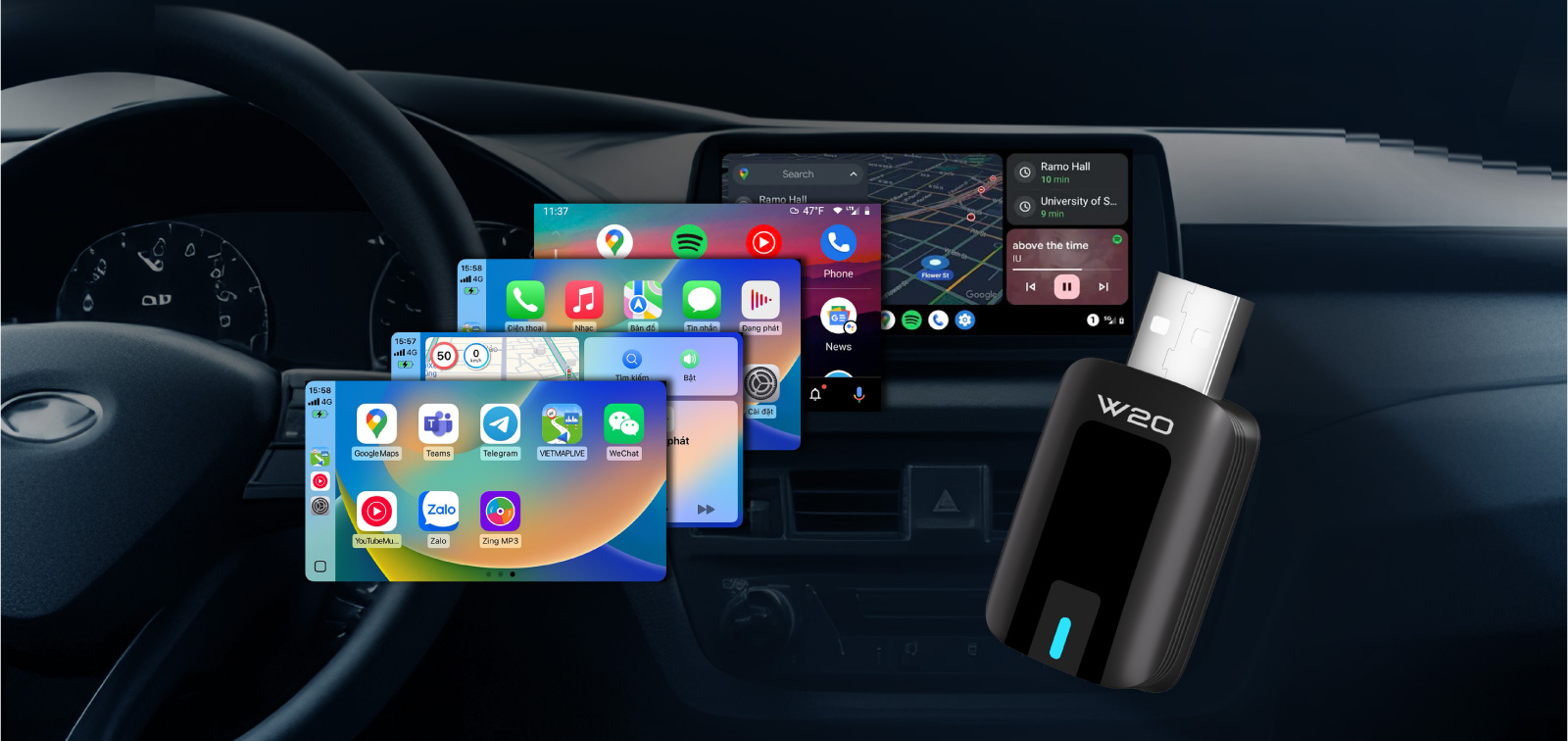 Hình ảnh xe VIETMAP W20 - THIẾT BỊ CHUYỂN ĐỔI CARPLAY/ ANDROID AUTO KHÔNG DÂY