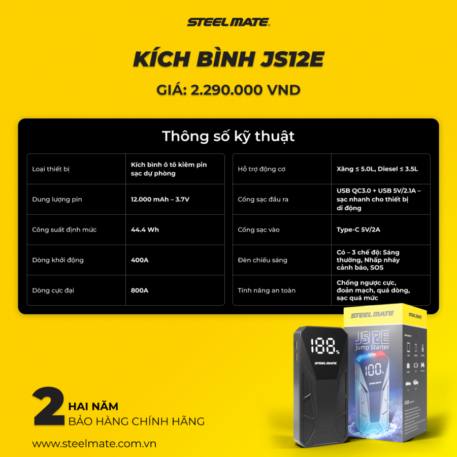 Hình ảnh xe Kích bình mini xe máy/ôtô STEELMATE JS12E