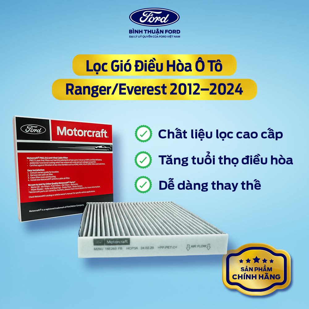 Hình ảnh xe Lọc Gió Điều Hòa Ô Tô Ford Ranger, Everest 2012–2024 | Chính Hãng – Không Khí Sạch, Bảo Vệ Sức Khỏe