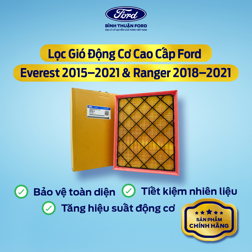 Hình ảnh xe Lọc Gió Động Cơ Cao Cấp Ford Everest 2015–2021 & Ranger 2018–2021 – Chính Hãng | Bảo Vệ Xe Tối Ưu