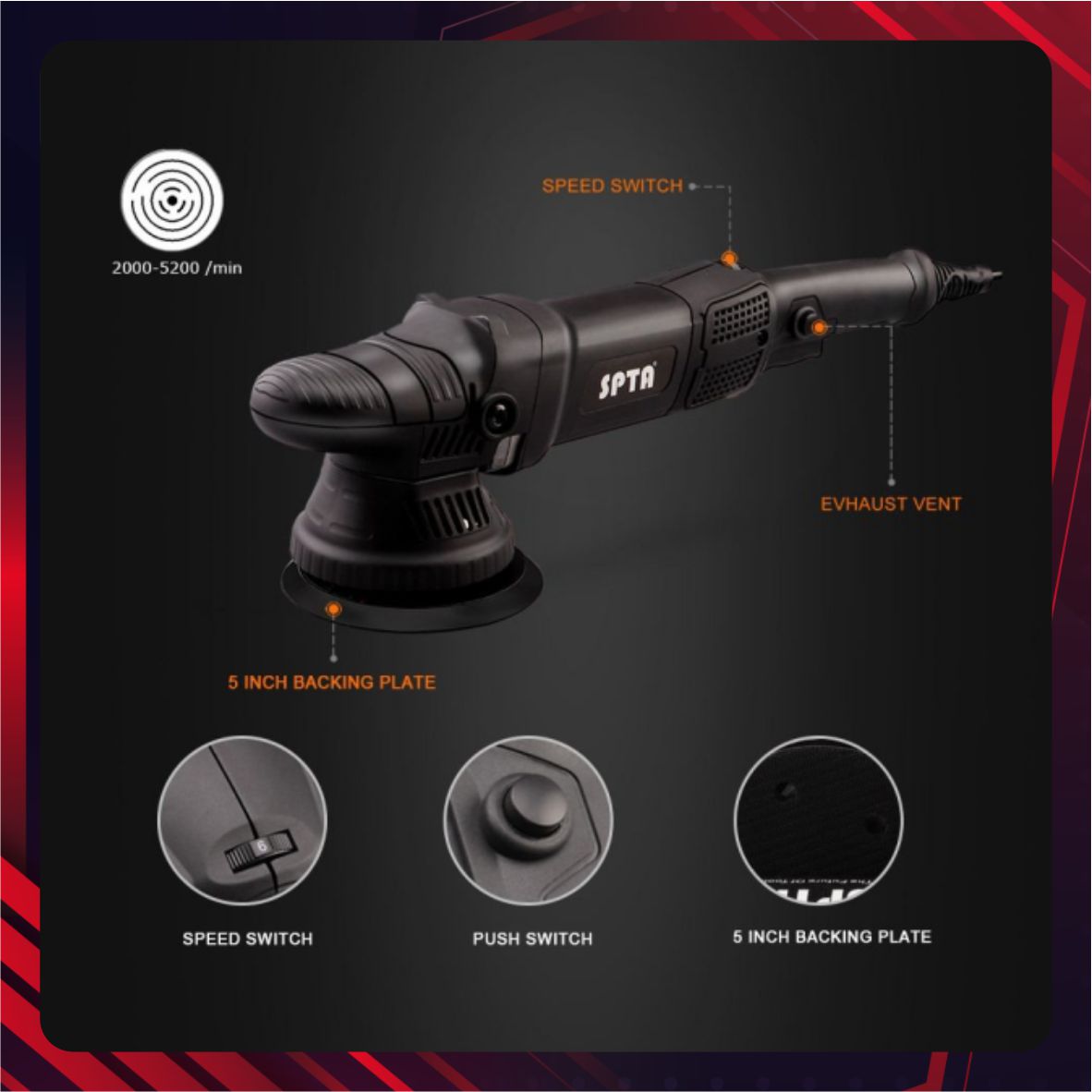 Hình ảnh xe Máy đánh bóng tác động kép (đế 5inches) - SPTA - DA502