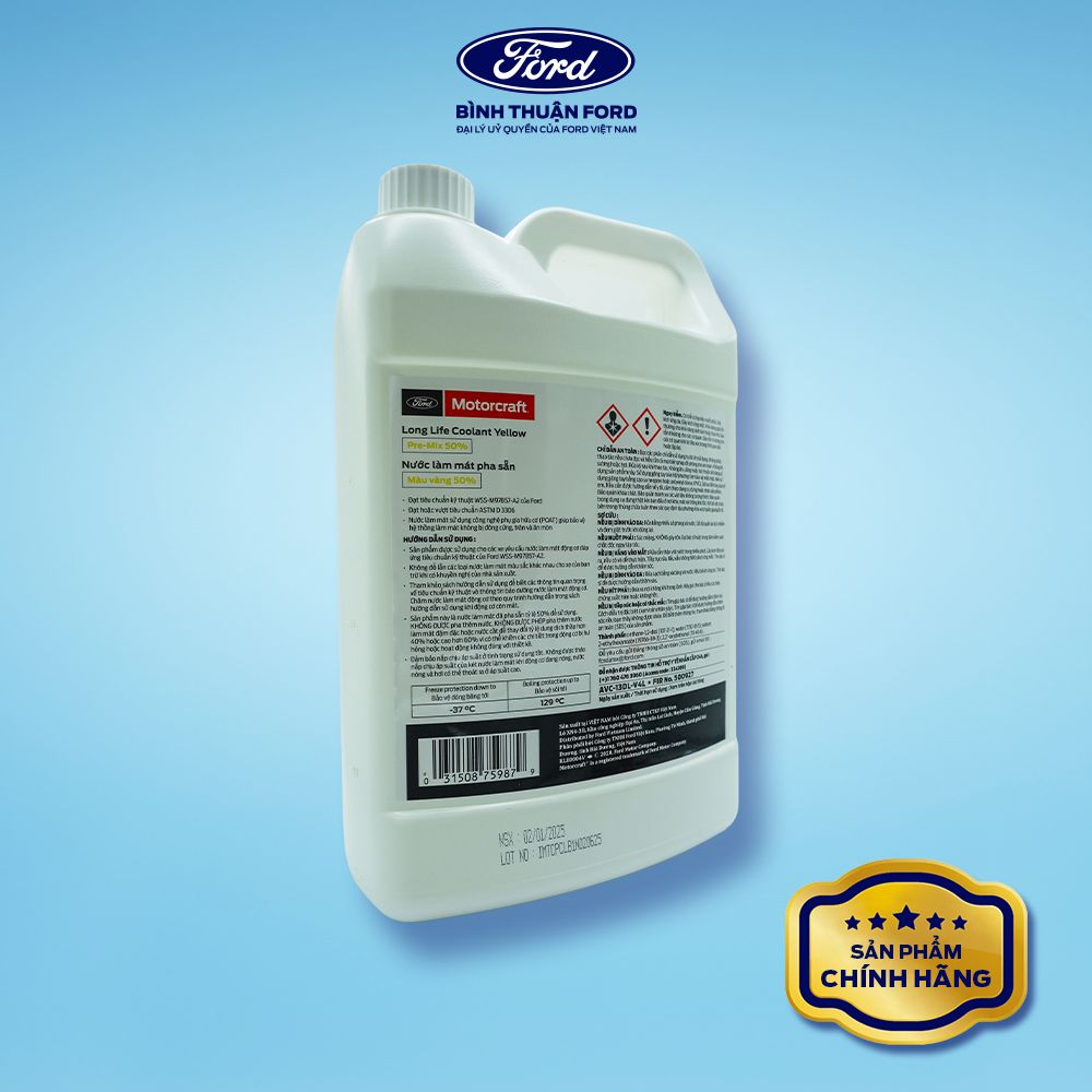 Hình ảnh xe Nước Làm Mát Chính Hãng Motorcraft 4L – Màu Vàng, Bảo Vệ Động Cơ, Tiêu Chuẩn Ford WSS-M97844-D