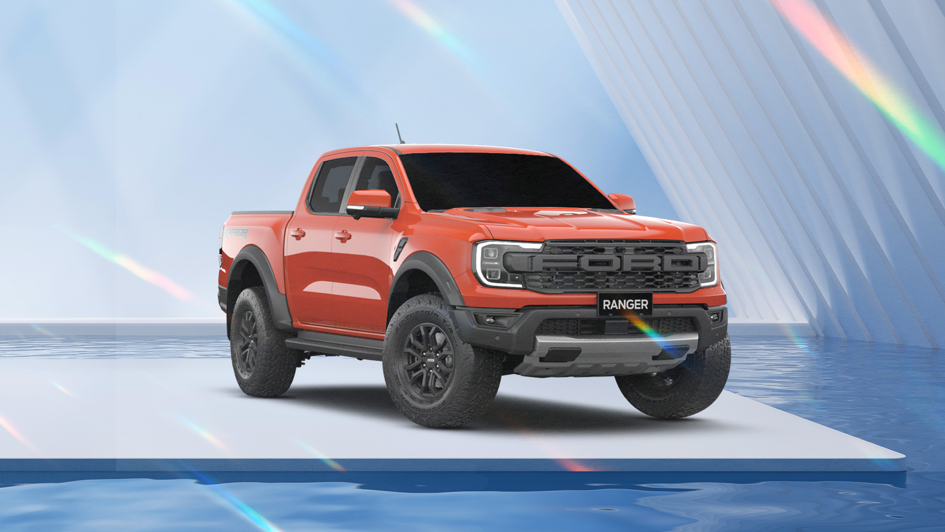 Hình ảnh xe FORD RANGER RAPTOR 4X4 2025 ĐỎ CAM/GHI XÁM