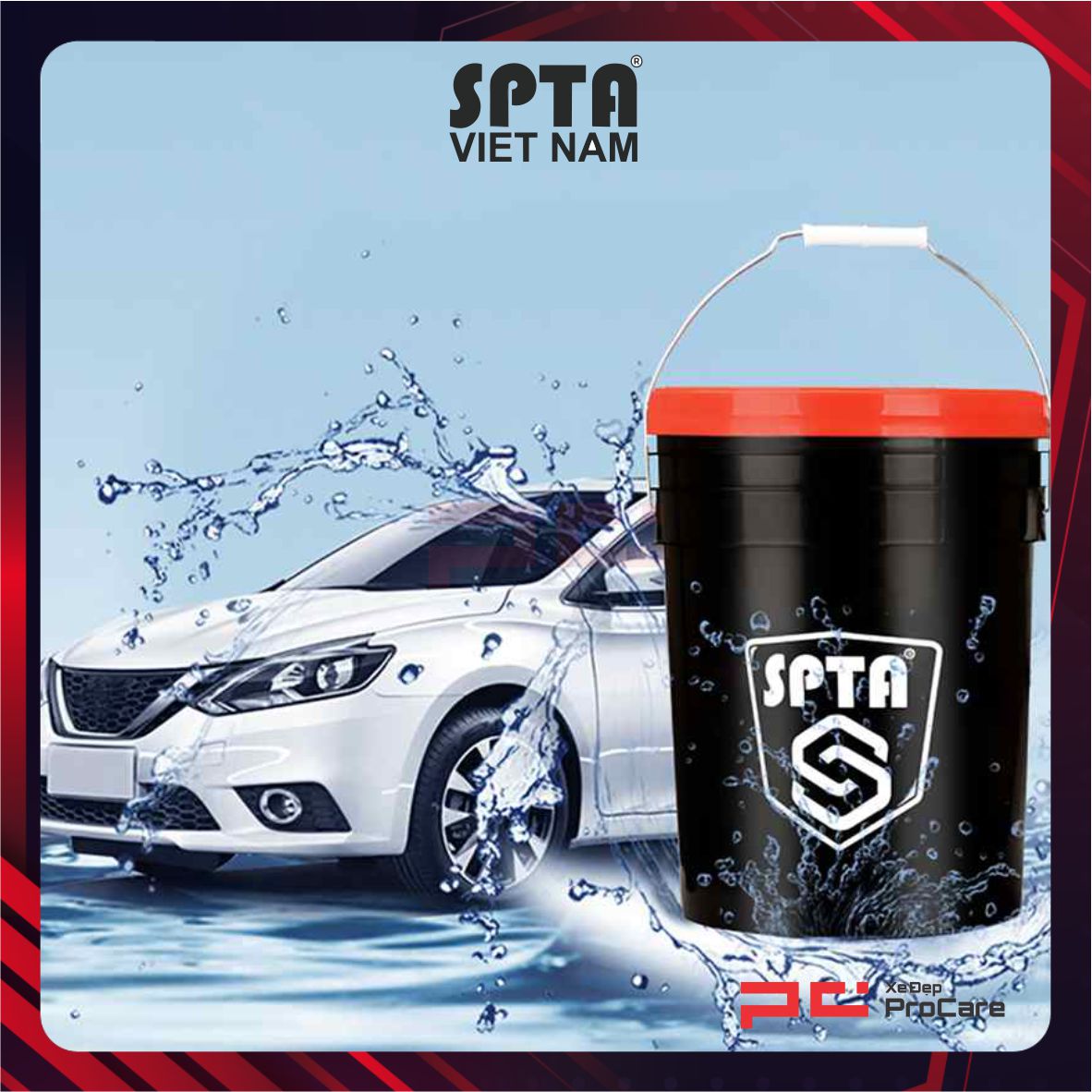 Hình ảnh xe Xô rửa xe chuyên nghiệp và lưới gạt bụi cát - SPTA - CCBT20L