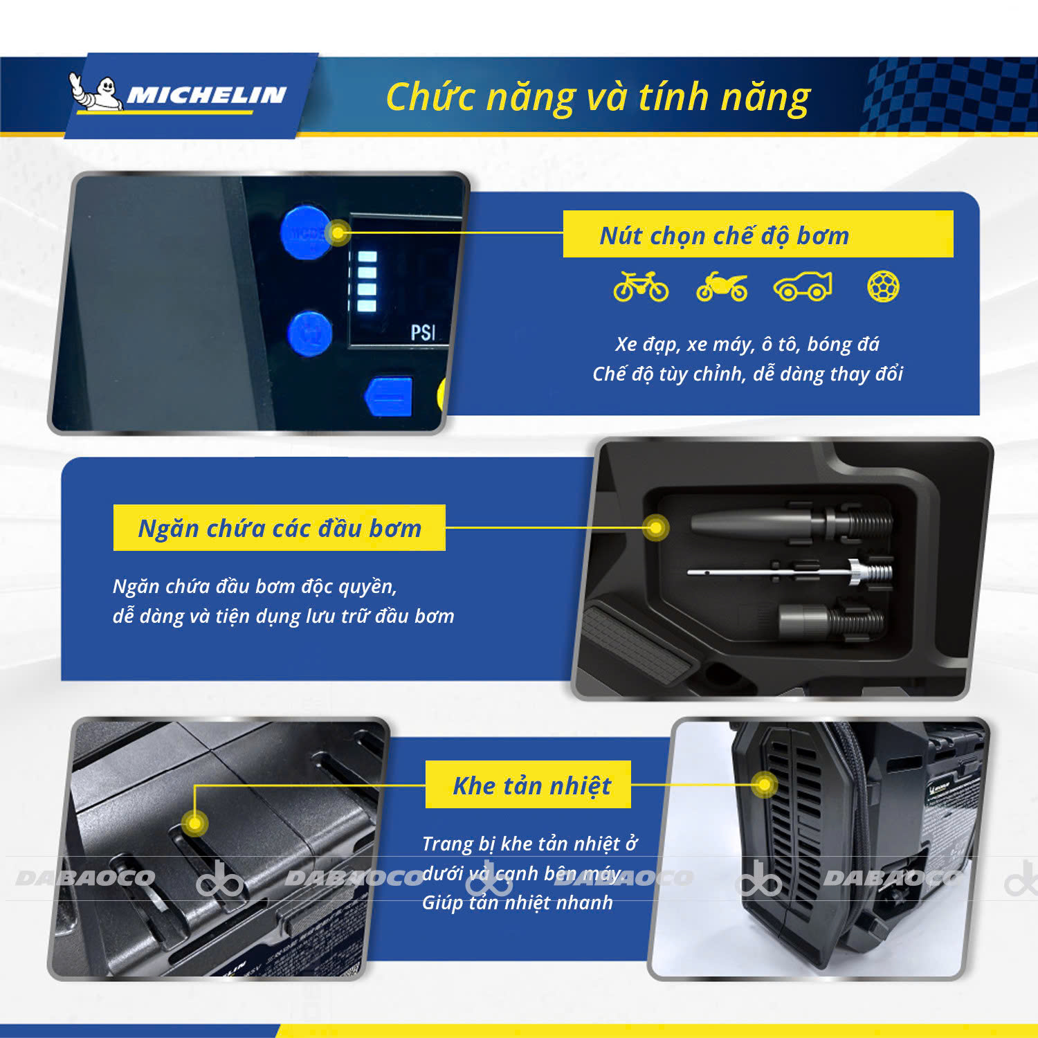 Hình ảnh xe Bơm lốp xe ô tô mini Michelin 17903 ( dùng Pin sạc )